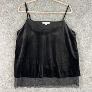 Rose Olive Tank Top Womens Large Black Velvet Lace Trim Fairygoth Grunge Witchy